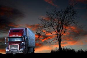 transport, sunset, truck
