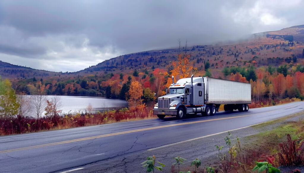 truck on highway of trucking schools